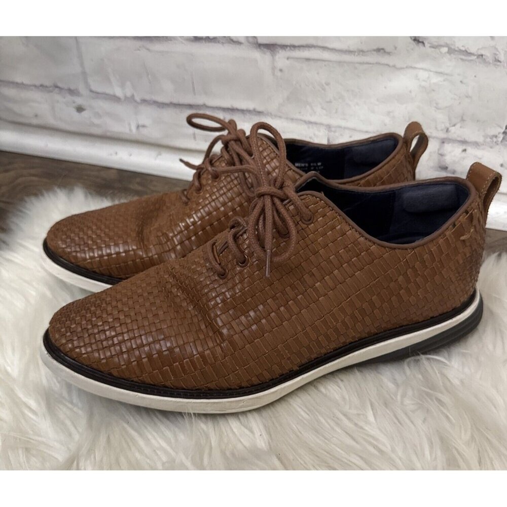 Cole Haan 9.5M Grand Evolution Woven Oxford‎ In Brown Leather Comfort Shoe